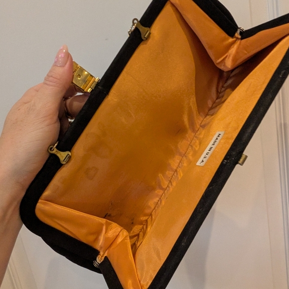 Vintage Black Clutch with Gold Chain - Picture 6 of 12